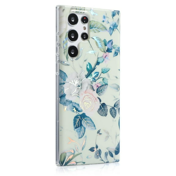 CASELIX Galaxy S21 Plus Case, Floral Flower Garden Women Girls Clear Design Holographic Case with TPU Bumper Protective Case Cover for Samsung Galaxy S21 Plus 5G