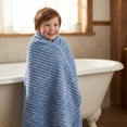 thumbnail image 6 of Unique Bargains Soft Striped Highly Absorbent Coral Fleece Bath Towel Sky Blue 55" x 28", 6 of 7