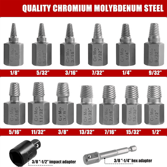27Pcs Screw Extractor Set, Stripped Bolt Remover, Bolt Extractor Kit for Removing Broken Rusted Bolts Studs Nuts