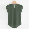 thumbnail image 4 of Timegard Hauts Grande Taille pour Femmes en Chiffon Col Rond Froncé Manches Courtes Pétales Hauts Amples Été Décontracté, 4 of 7