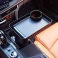 thumbnail image 3 of Portavasos ajustable para coche, bandeja para comida, bebidas, rotación de 360 ​​grados, capacidad de 18 kg, color negro Pequeña, 3 of 9