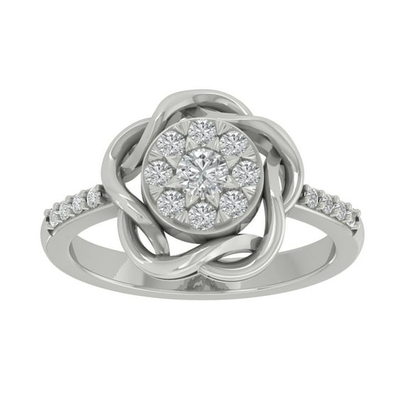 Araiya 10K White Gold Round Cluster Diamond Engagement Ring (1/2 cttw, I-J Color, I2-I3 Clarity), Size 10
