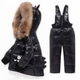thumbnail image 4 of Elainilye Fashion Winter Baby Boys Girls Polka Printing Thickened Down Jacket Strap Pants Two-piece Suit,Black, 4 of 8