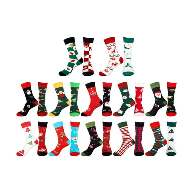 Calcetines de Navidad,Calendario de Adviento de Navidad Calendario de Adviento de 24 días,Calcetines navideños divertidos para mujer,Calcetines cálidos para la tripulación Calcetines