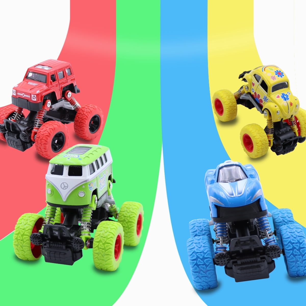 Ficcug 2 Pack Pull Back Cars Toys,Friction Powered Trucks for Kids,Toddler Toys for 1 2 3 4 5 + Year Old Boys Girls