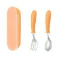 thumbnail image 1 of Yuarrent Juego de vajilla para niños con estuche de almacenamiento, portátil y práctico, de acero inoxidable Cocina y Comedor naranja, 1 of 6