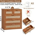 thumbnail image 4 of Leyaoyao 5 Drawer Dresser for Bedroom, Boho Wood Storage Cabinet with Embedded Handle, Adult Vertical Chest of Drawers for Living Room, Guest Room, 4 of 7