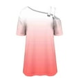 thumbnail image 3 of Annhoo Womens Tops Summer Cold Shoulder One Side Double Strap T-Shirts Short Sleeve Vacation Blouses Loose Tees, 3 of 5