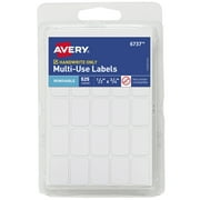 Avery Multiuse Removable Labels, 1/2" x 3/4" Rectangle Labels, White, Non-Printable, 525 Total (6737)