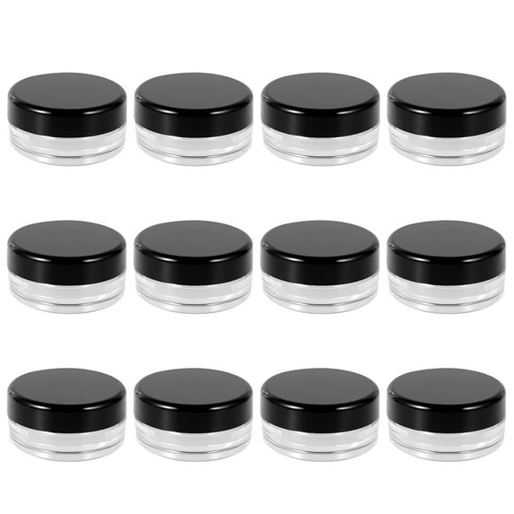 BRIGHTFUFU 50 minibotellas portátiles redondas vacías, contenedor de viaje para crema facial, maquillaje, crema y loción (negro, 3 g)