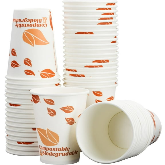 Avant Grub Biodegradable and Compostable 12 fl oz Disposable Paper Coffee Cups, 100 Pack