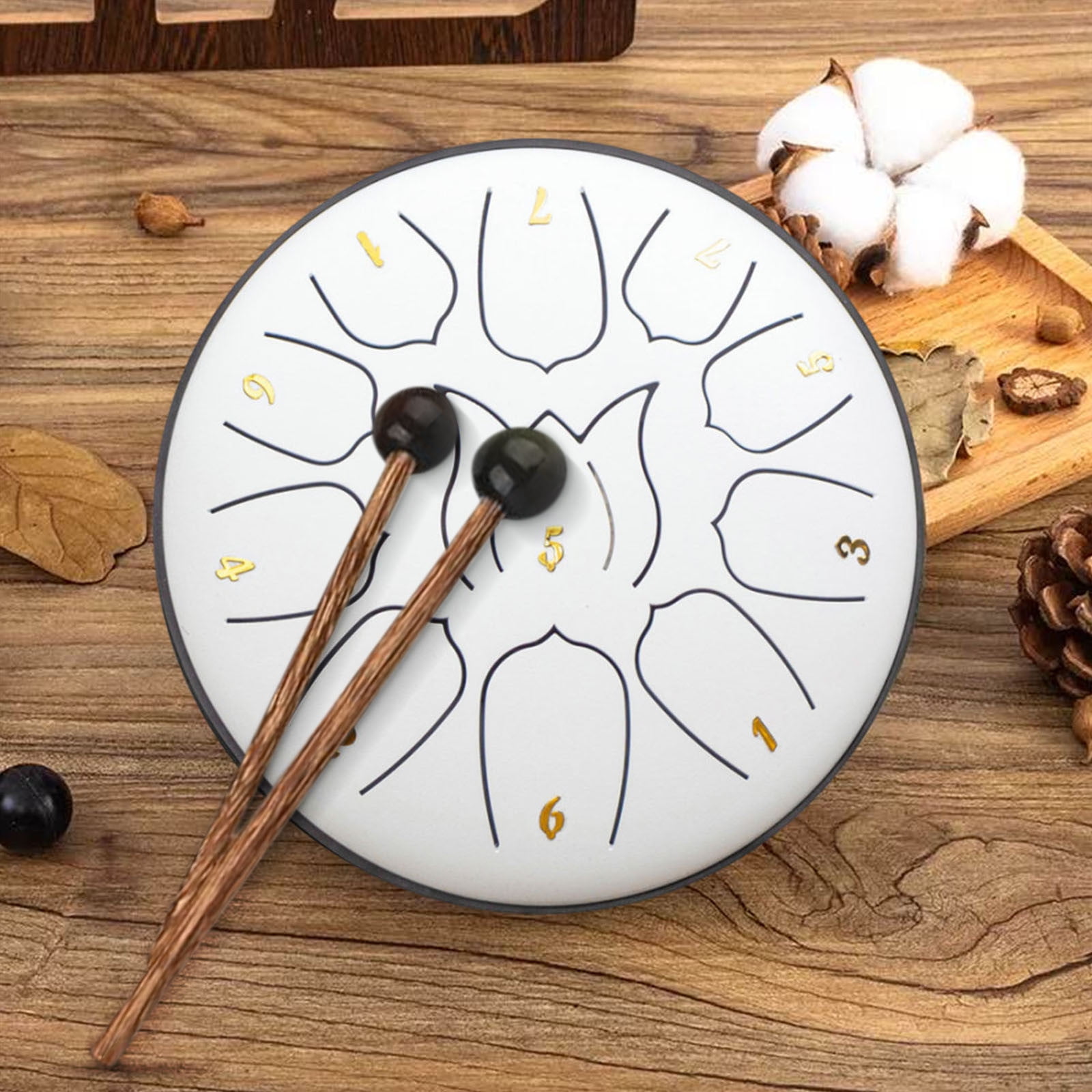 YOHAVEN 6-Inch 11 Tone Hand Drum Musical Instrument, Portable Percussion Drum with Unique Rhythms for Home Music Performance Band Practice Party Entertainment Fun