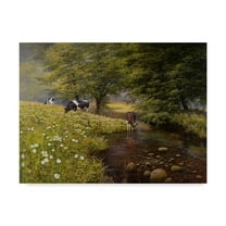 Trademark Fine Art 'Cattle By The Stream' Canvas Art by Bill Makinson
