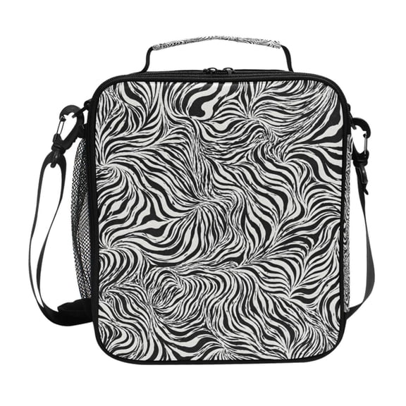 Haosy Black White Zebra Stripe Reusable Lunch Box Men/Women Insulated Lunch Bag for School Picnic Travel
