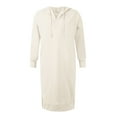 thumbnail image 4 of Oversize Sweatshirts Hoodies Dress for Women Long Sleeve V Neck Loose Fit Zipper Side Plus Size Casual Dress with Pocket Khaki,S, 4 of 7