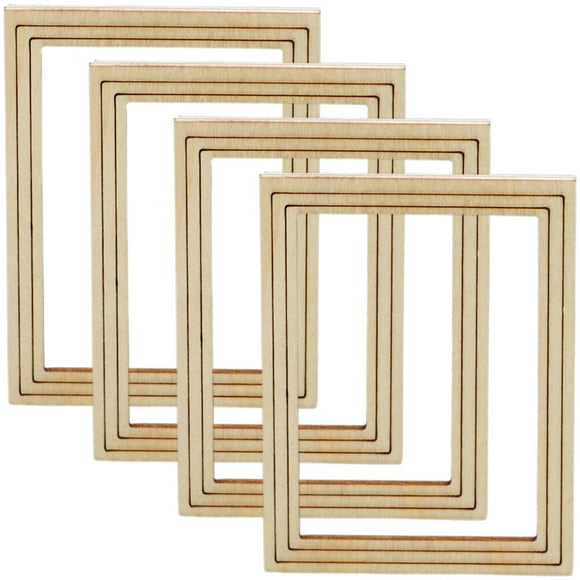 Miangastore Tiny Frames Beige Wood 4Pcs DIY Paintable 2.9x2.2in