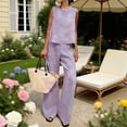 thumbnail image 2 of Comfy Sets for Women Clothing Crew Neck Tank Top and Wide Leg Pants Summer Loungewear 2 Piece Travel Outfits, 2 of 8