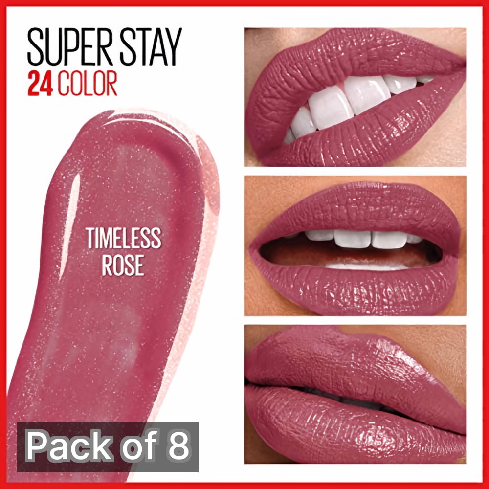 Maybelline Super Stay 2-step Liquid Lipstick, Timeless Rose (Pack of 8)
