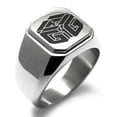 thumbnail image 1 of Stainless Steel Letter G Initial 3D Cube Box Monogram Engraved Engraved Square Flat Top Biker Style Polished Signet Ring, 1 of 1