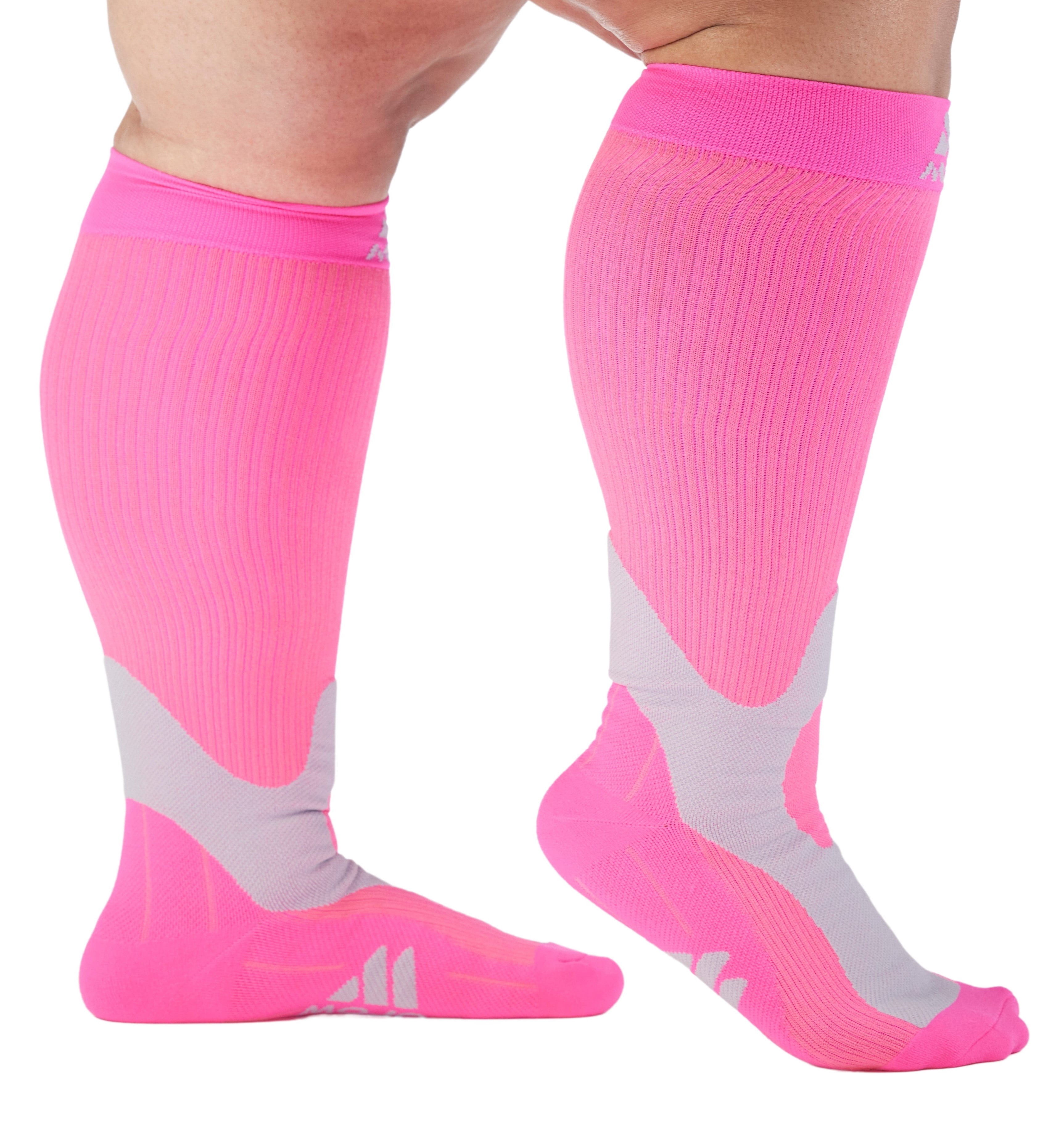 Extra Wide Unisex Compression Socks 20-30mmHg for Post Surgery - Hot Pink, 5XL