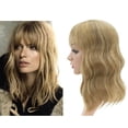 thumbnail image 3 of Benehair Mix Brown Wave Curl Hair Toppers with Bangs for Women with Thinning Hair Synthetic Hair Extensions Clip in Hair Top Invisible Seamless Hairpieces 14 inches, 3 of 7