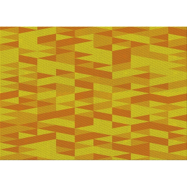 Ahgly Company Machine Washable Indoor Rectangle Transitional Neon Orange Area Rugs, 7' x 10'