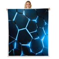 thumbnail image 1 of Erosebridal Honeycomb Fleece Blanket, Neon Geometric Sherpa Throw, Blue, 1 of 6