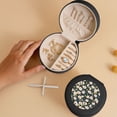 thumbnail image 5 of Fuzoiu Flowers Print Portable Jewelry Box,Round Mini Leather Travel Jewelry Case,Small Travel Jewelry Organizer,Jewelry Holder for Ring Necklace Earring for Women Girls-Black, 5 of 7