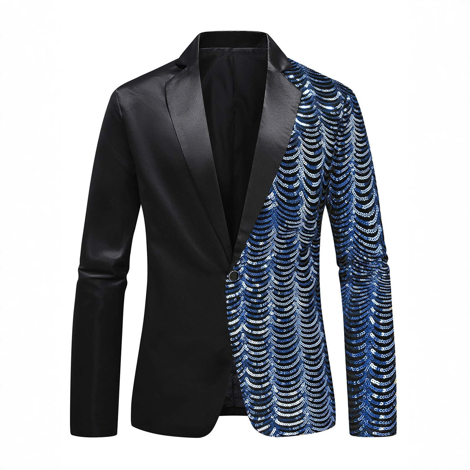 YSUEJPF Mens Sequin Blazer Shiny Tuxedo Suit Jacket for Dance Party Dinner Prom
