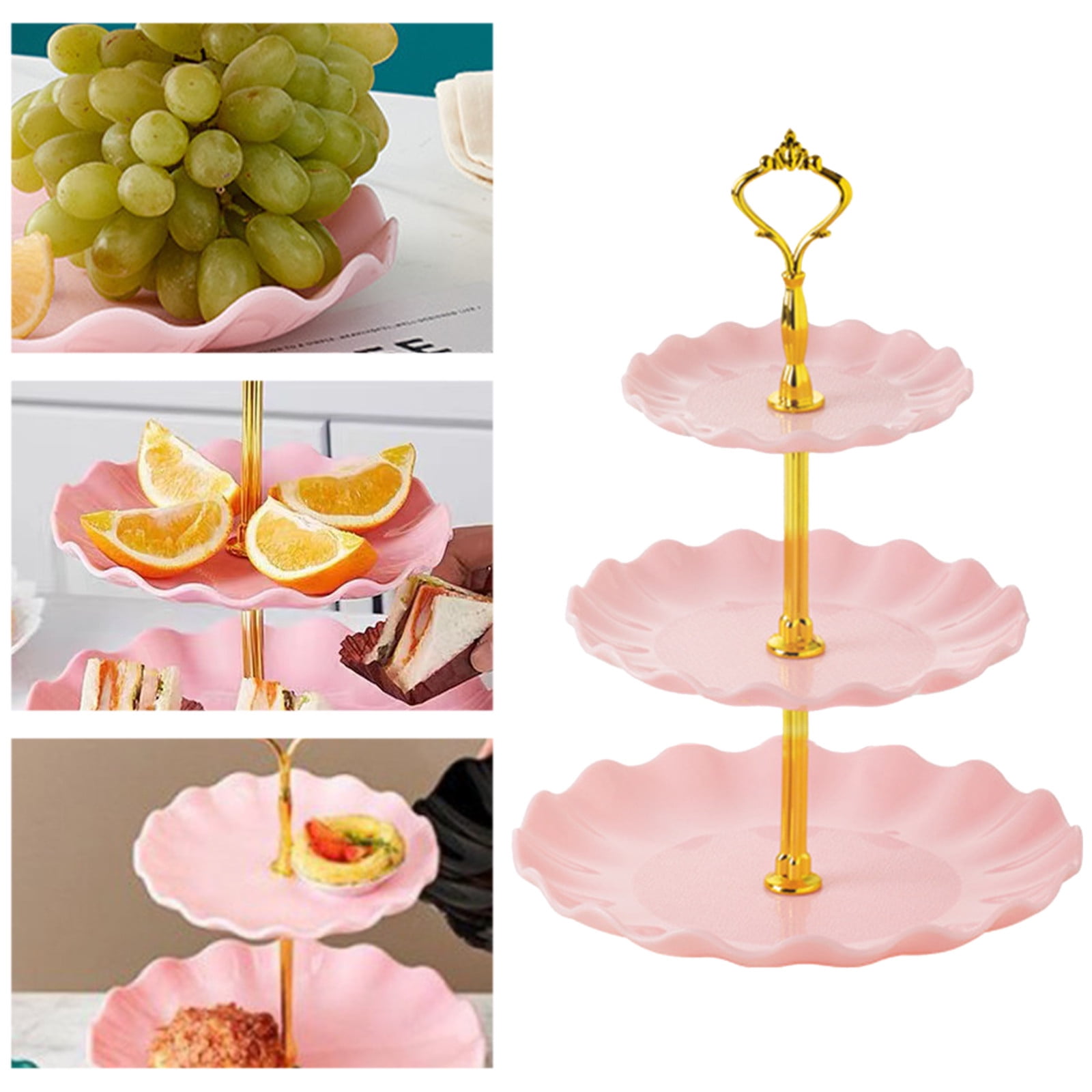 kkbbma Clearance under 5$ 3-Tier Dessert Cake Stand, Tiered Serving Cake Stand Small Cupcake Stand Cookie Tray Rack Candy Buffet Set Up Fruit Plate for Tea Party, Wedding and Birthday