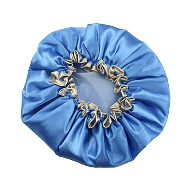 Visland Shower Cap Waterproof Reusable Double Layers Elastic Shower Hat for Bathroom
