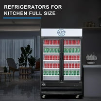 NSF 48 in. 2-Glass Doors Commercial Refrigerator, 35 Cu. Ft. Display Refrigerator, Black