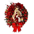 thumbnail image 2 of Holy Family Christmas Wreath with Nativity Scene, Artificial Red Floral Berry Door Wreath, Wooden Religious Xmas Wall Decor for Front Door, Mantel, Entryway, Traditional Holiday Home Decoration, 2 of 5