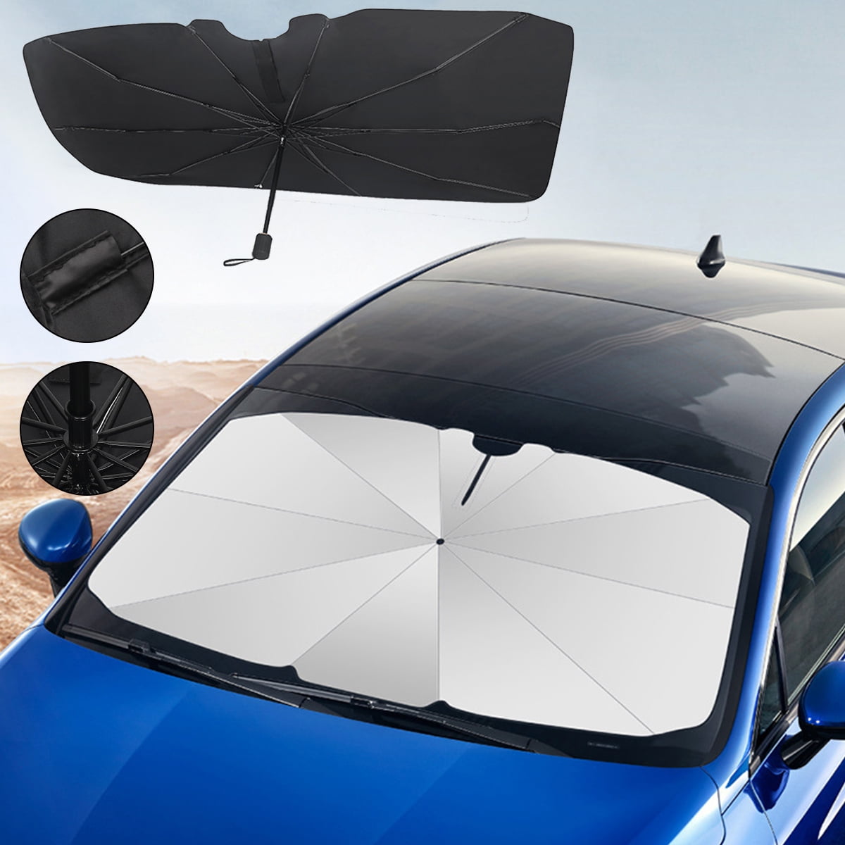 Car Foldable Windshield Sunshade Auto Front Window Sun Shield Cover  Aluminum Foil Reflective Sun Shield Block Uv Ray Car Window Sun Visor  Protector Heat Reduction Keeps Vehicle Cool 51.2x23.6(Silver) 
