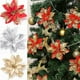 thumbnail image 5 of Flores artificiales de Navidad con purpurina de 13 cm, decoración para árbol de Navidad, adornos de Año Nuevo, flores falsas para Navidad, regalos, 5 of 5