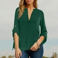 thumbnail image 6 of YYUIJK Womens Tops 3/4 Length Sleeve Blouses Dressy Casual Spring Summer Outfits Pleated Front T Shirts Curved Hem Green M, 6 of 6