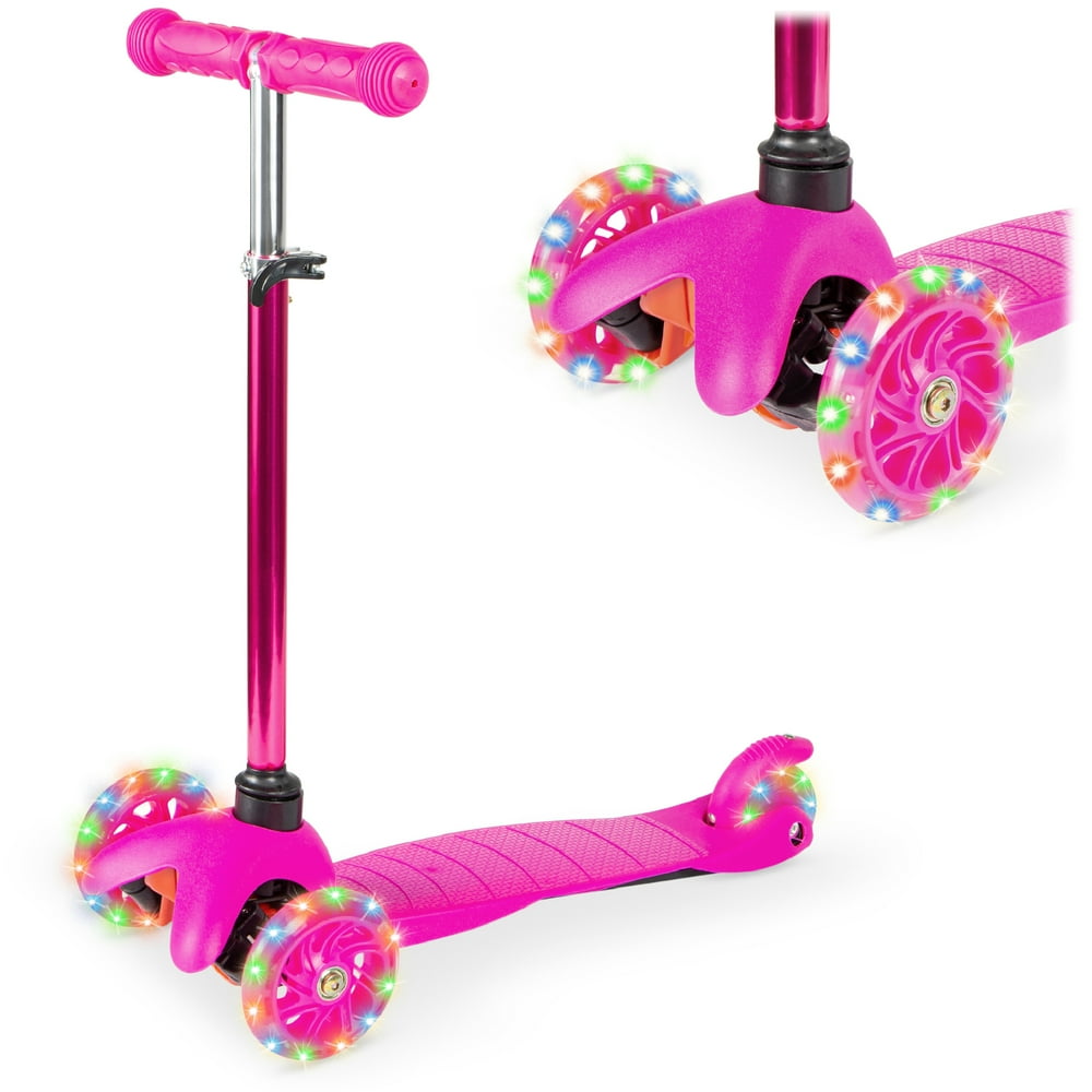 Best Choice Products Kids Mini Kick Scooter Toy w/ LightUp Wheels and Height Adjustable TBar
