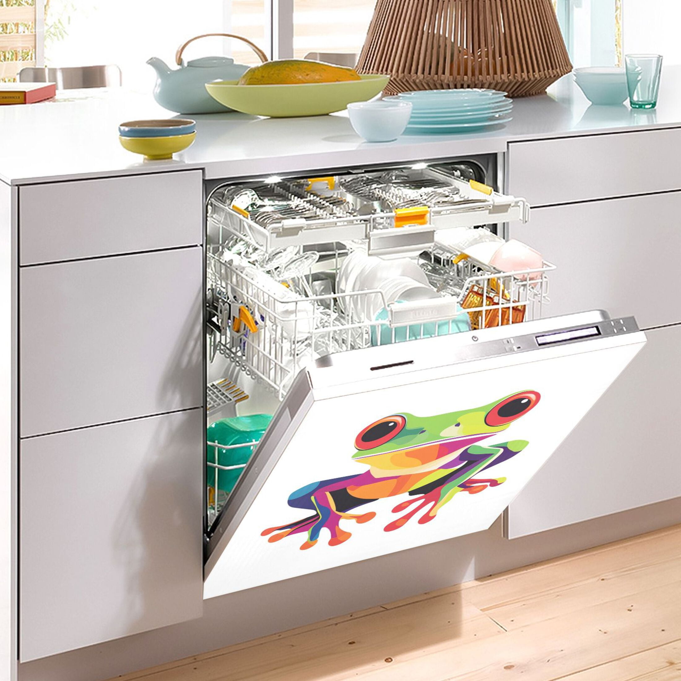 Dishwasher Magnetic Sticker 23x26 Inch Refrigerator Magnetic Sticker Washing Machine Magnetic Sticker Kitchen Panel Magnetic Sticker Home Decor Lovely Frog