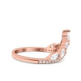 thumbnail image 2 of Rose Tone, Simulated Cubic Zirconia Size-6 V Art Deco Thumb Ring Chevron Midi Half Eternity Ring Wedding Engagement Band Marquise 925 Sterling Silver, 2 of 7