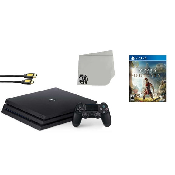 Pre-Owned Sony PlayStation 4 PRO 1TB Gaming Console Black with Assassin's Creed Odyssey BOLT AXTION Bundle