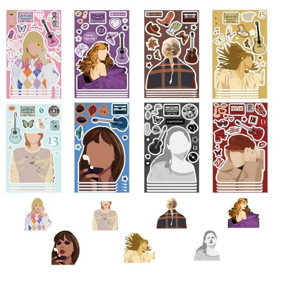 32Sheets Children DIY Puzzle Sticker Singer Character Taylor Swift Face Assemble Stickers Kids Toys Boys Girls Gifts