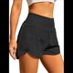 thumbnail image 2 of Pantalones Cortos Deportivos de Cintura Alta para Mujer, con Bolsillos, Elásticos, para Gimnasio. Negro S, 2 of 6