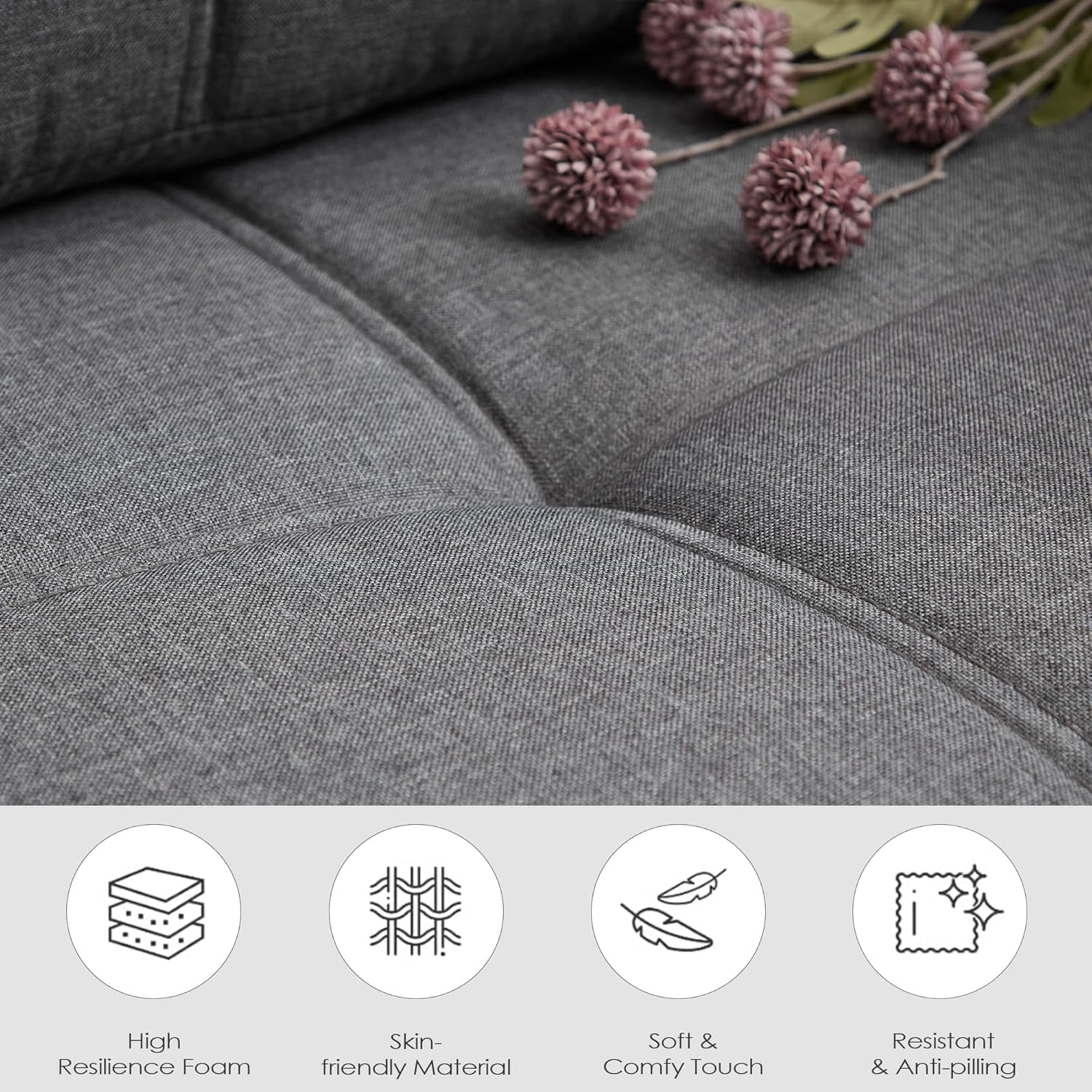 LAZZO 65" Loveseat Sofa with USB Charging Ports, 2-Seat Faux Leather Couch for Living Room & Office, Gray