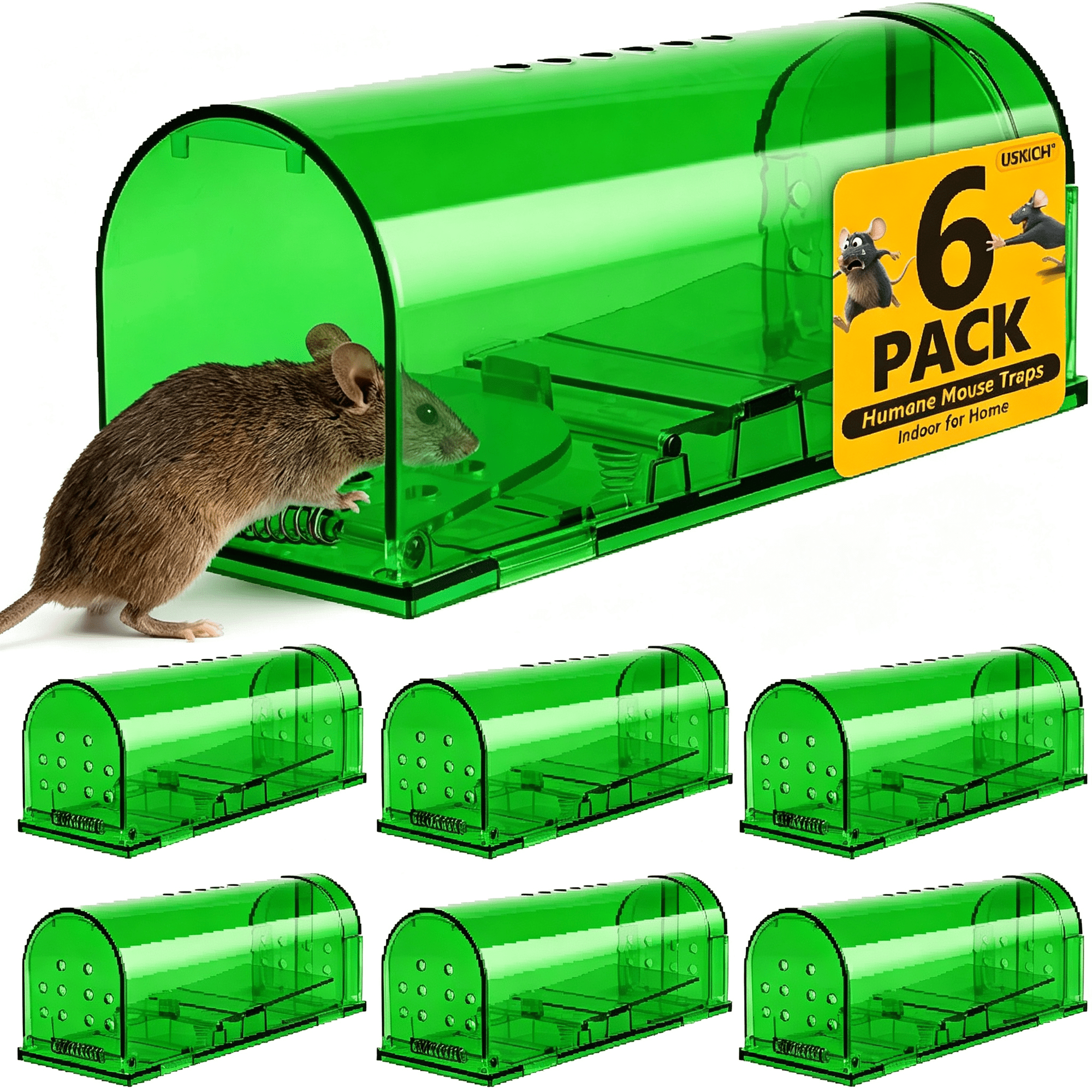 ACDANC 6Pcs Humane Mouse Traps No Kill,Live Mouse Trap Catch&Release,Reusable Small Capture Cage for House Outdoors,Effective Live Trap for Mice Rat Rodent Control