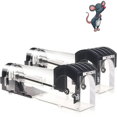 BPPEG 2026 New Humane Mouse Traps,12 Inches Enlarged No Kill Rat Live Traps for Chipmunks,Reusable Catch and Release Mice,Pet and Children Friendly Mouse Trap (2 Pack) Black
