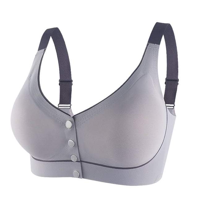 Gibobby Brasier Push Up Mujer Ropa interior Sexy con hebilla frontal para mujer, sin llantas, chaleco de encaje, sujetador de ropa interior(Gris,3X-Grande)