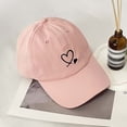 thumbnail image 2 of XFeng Beige Double Linked Heart Embroidery Baseball Cap, Solid Light Cream Adjustable Sweet Women Casual Dad Hat, 2 of 3
