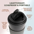 thumbnail image 3 of FEBU Plant-Based Reusable Coffee Cup with Lid and Sleeve | 16oz, Moon Black | Portable Travel Mug made from Bamboo | Dishwasher Safe, Compostable, Plastic Free with Leak-Proof Screw-on Lid, 3 of 5