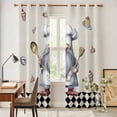 thumbnail image 5 of Kitchen Curtains 84 Inch Length 2 Panels, Black White Vintage Gnomes Grommets Window Treatment Curtain, Checkered Retro Art Rustic Thermal Curtains Drapes for Living Room/Bathroom, 5 of 9