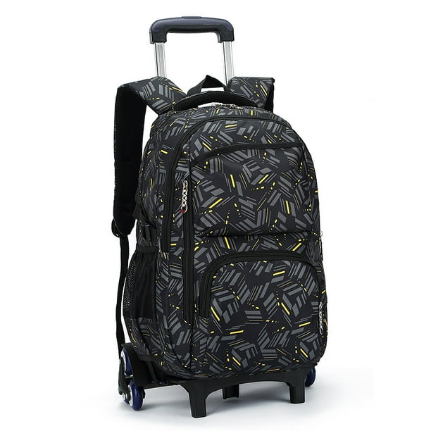 Imprimir Rolling-Backpack Boys-Bookbag on Wheels, Black Wheel Backpack, Wheel Trolley Bag para la escuela